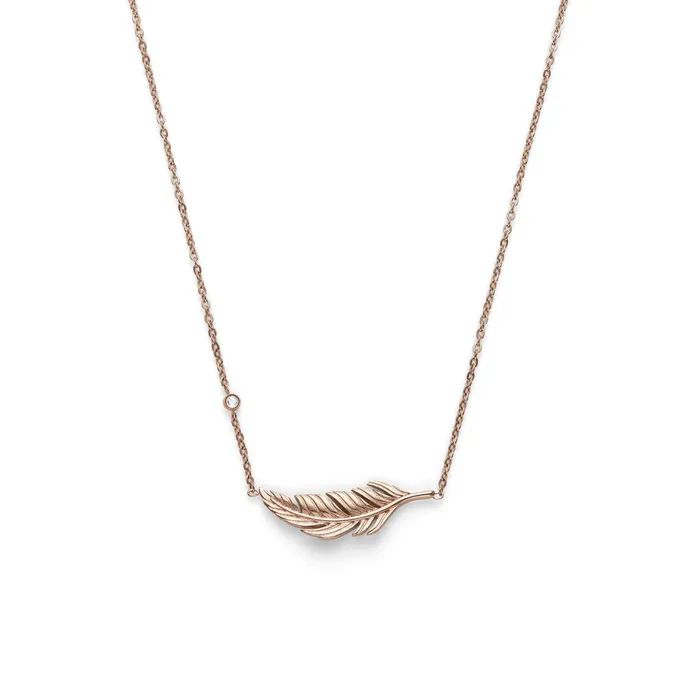 Olivia Burton Necklaces Women Feather Rose Gold Plated Necklace