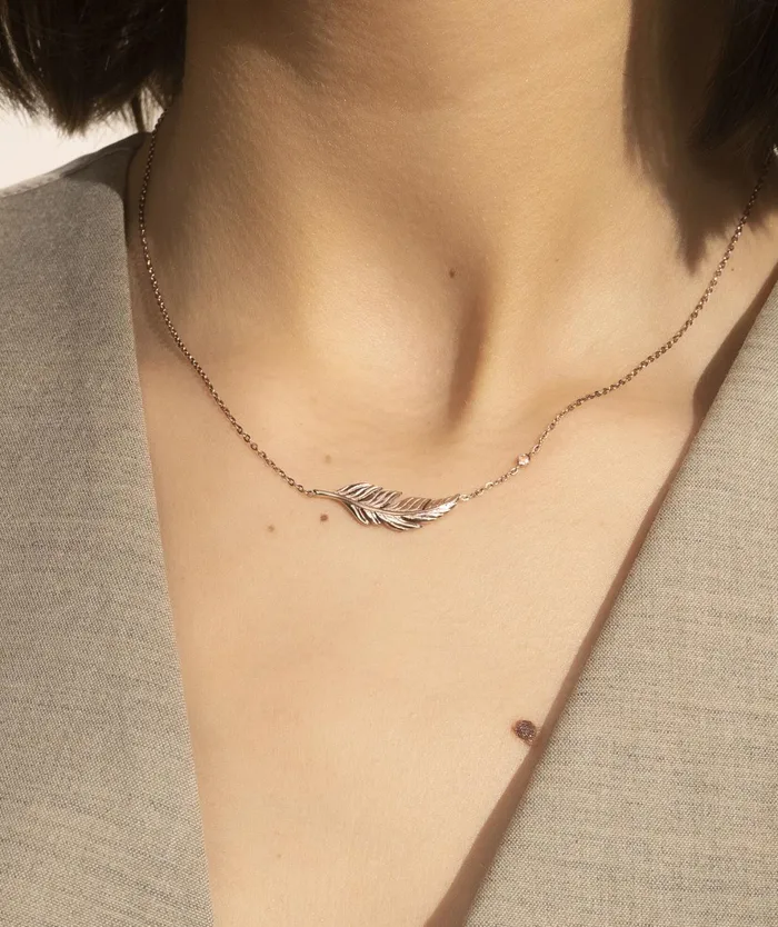 Olivia Burton Necklaces Women Feather Rose Gold Plated Necklace