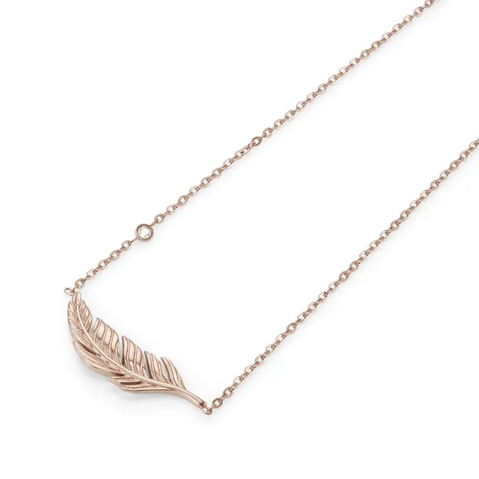 Olivia Burton Necklaces Women Feather Rose Gold Plated Necklace