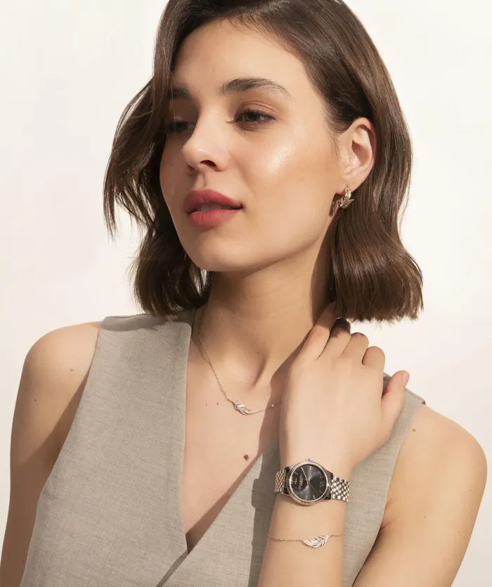 Olivia Burton Necklaces Women Feather Rose Gold Plated Necklace