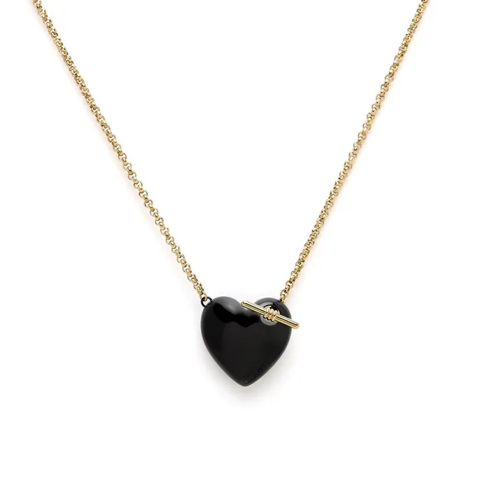 Olivia Burton Necklaces Women Knot Heart Gold and Black Necklace