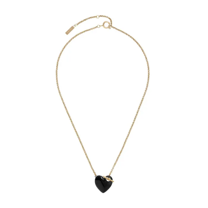 Olivia Burton Necklaces Women Knot Heart Gold and Black Necklace