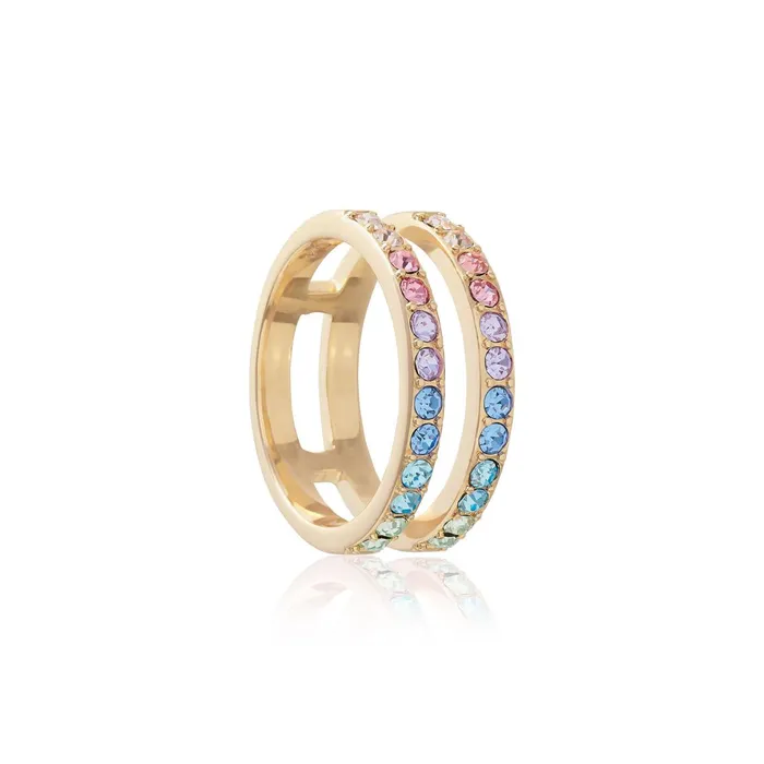 Olivia Burton Rings Women Gold Rainbow Double Band Ring S
