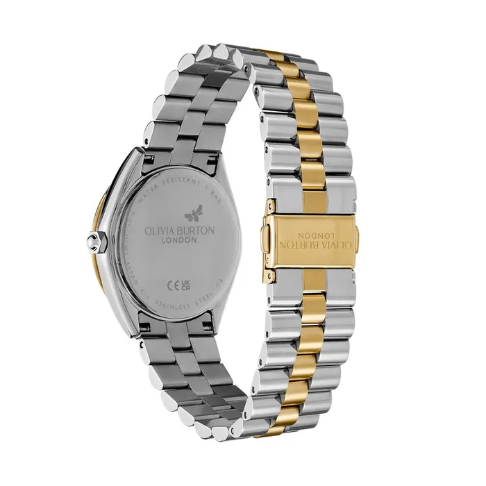 Olivia Burton Sports Luxe Watches Women 34mm Bejewelled Forest Green and Two Tone Bracelet Watch
