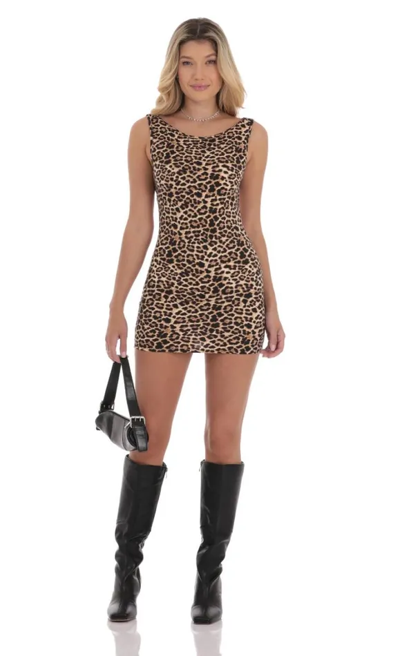 Open Back Bodycon Dress Cheetah Print Women LUCY IN THE SKY Mini Dresses Open Back Bodycon Dress Cheetah Print Women LUCY IN THE SKY Mini Dresses