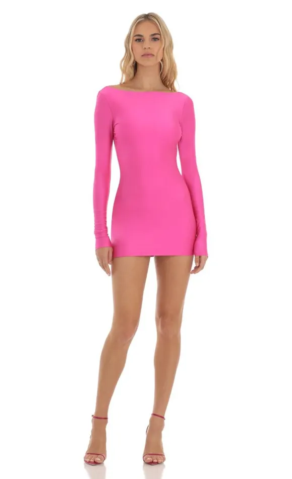 Open Back Bodycon Dress Hot Pink Women LUCY IN THE SKY Mini Dresses Open Back Bodycon Dress Hot Pink Women LUCY IN THE SKY Mini Dresses
