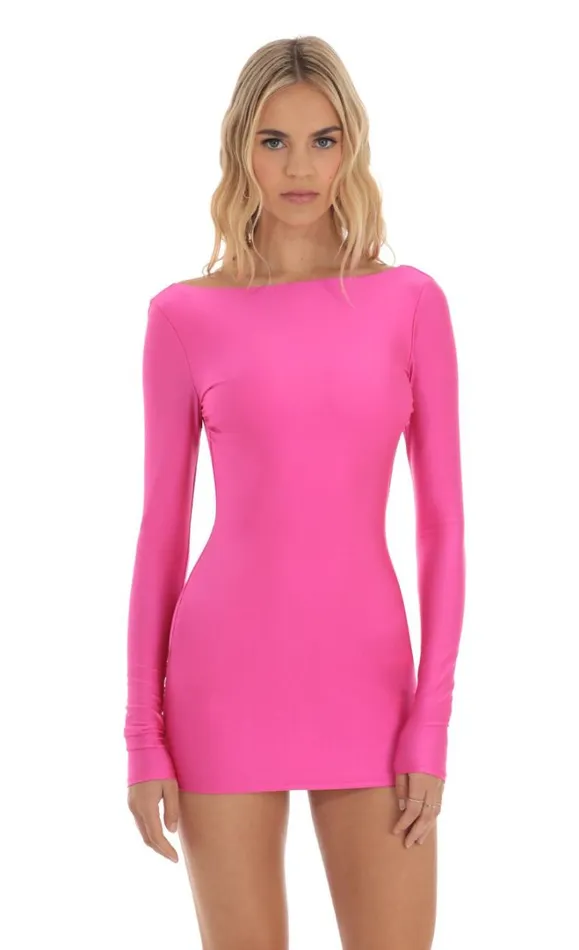 Open Back Bodycon Dress Hot Pink Women LUCY IN THE SKY Mini Dresses Open Back Bodycon Dress Hot Pink Women LUCY IN THE SKY Mini Dresses