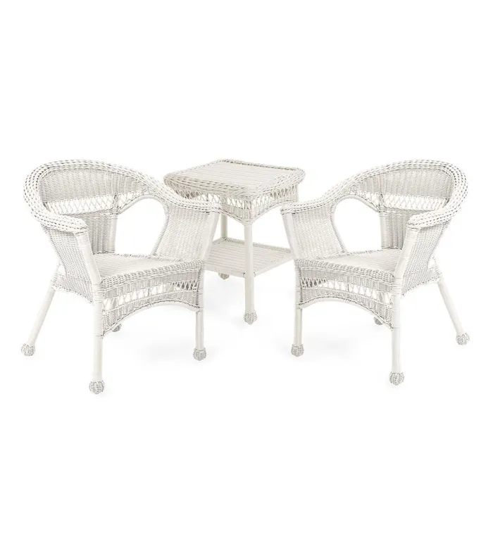 Outdoor Living Easy Care Resin Wicker Furniture Set Two Chairs And End Table 8211 Black Plow and Hearth Outdoor Wicker