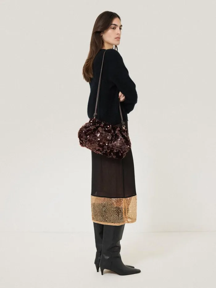 Oversized Sequin Clutch Brown Women Jigsaw Party