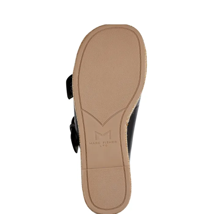 Palery Platform Buckle Slide Sandal Black Leather Mules and Slides Marc Fisher Women