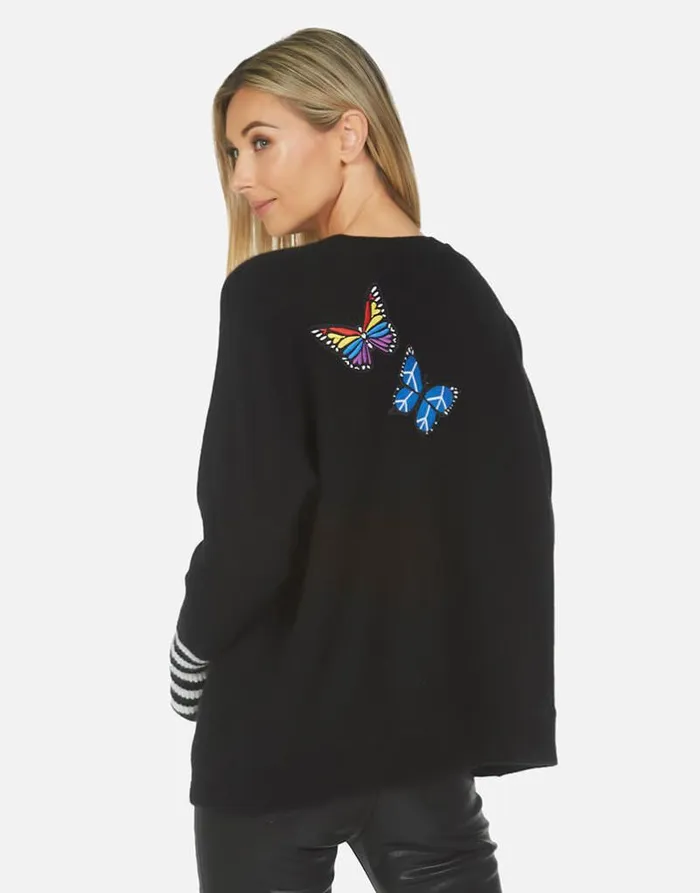 Paloma Butterfly Patches Blackcreme Women Lauren Moshi Sweaters and Knits