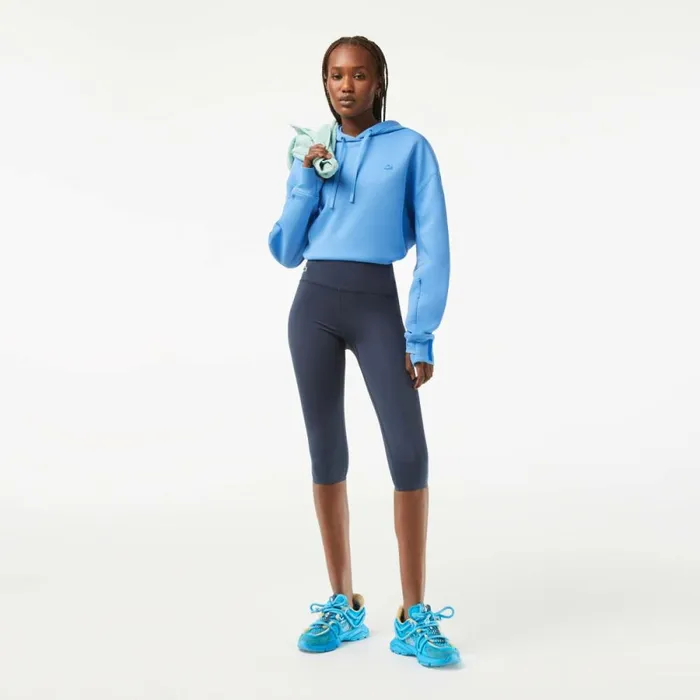 Pants and Leggings Women Lacoste Womens SPORT Crop UltraDry Leggings Blue Kxe