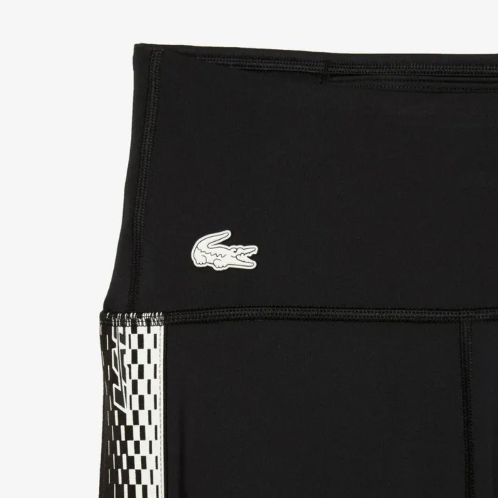 Pants and Leggings Women Lacoste Womens SPORT Logo Stripe UltraDry Leggings Black 8vm