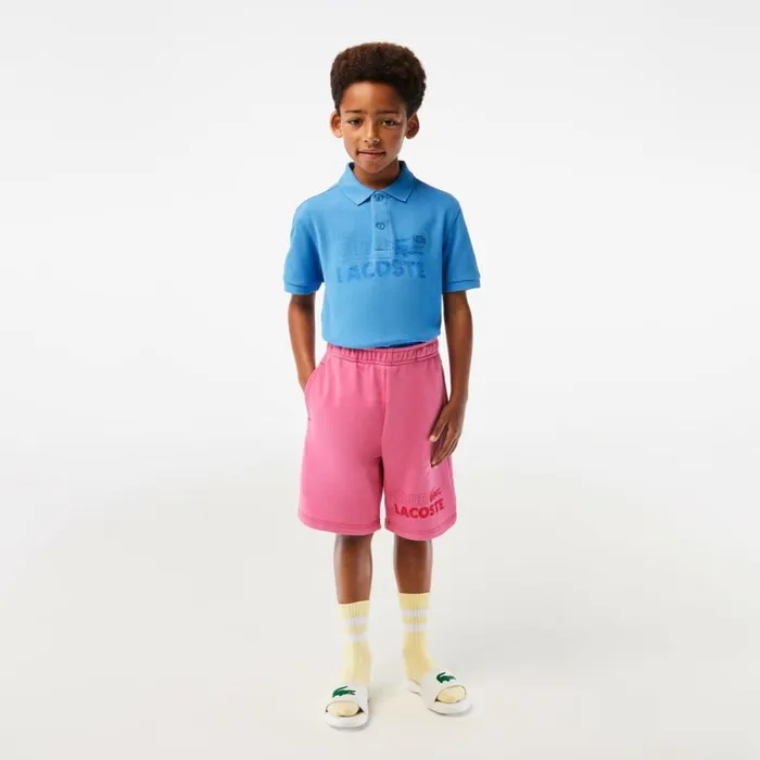 Pants and Shorts Kids Lacoste Kids039 Branded Organic Cotton Fleece Shorts Bubblegum Pink 2r3