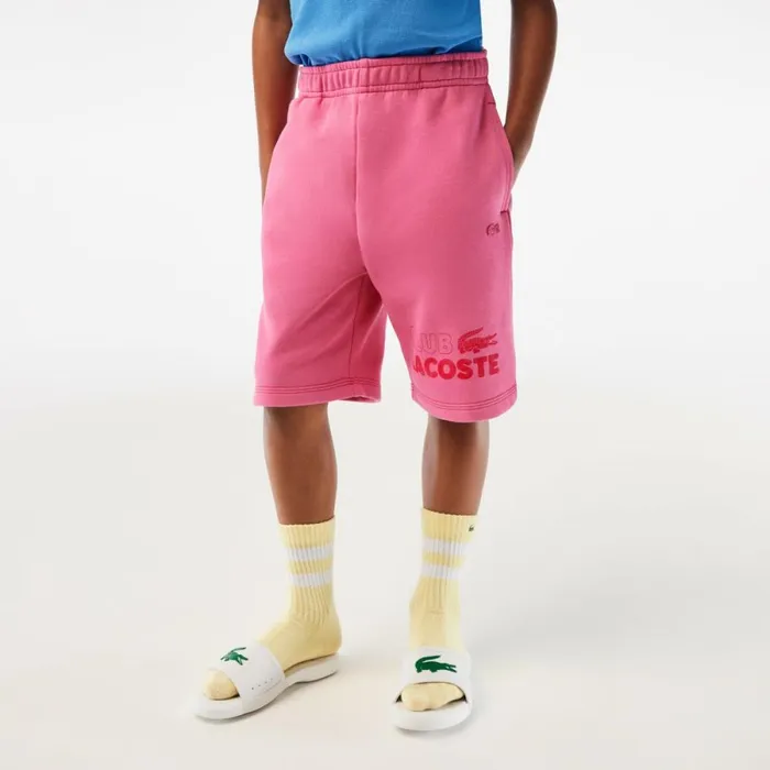 Pants and Shorts Kids Lacoste Kids039 Branded Organic Cotton Fleece Shorts Bubblegum Pink 2r3