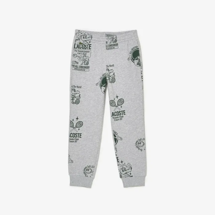 Pants and Shorts Kids Lacoste Kids039 Printed Sweatpants Grey Chine Dark Green Nli