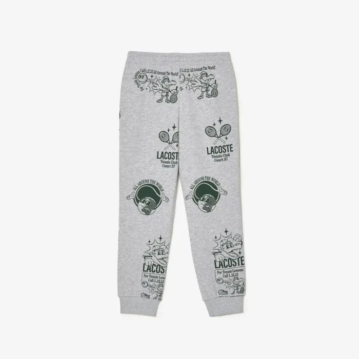 Pants and Shorts Kids Lacoste Kids039 Printed Sweatpants Grey Chine Dark Green Nli