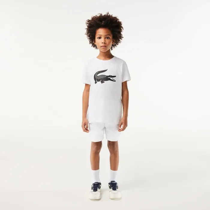 Pants and Shorts Kids Lacoste Kids039 SPORT Diamond Weave Shorts White 001