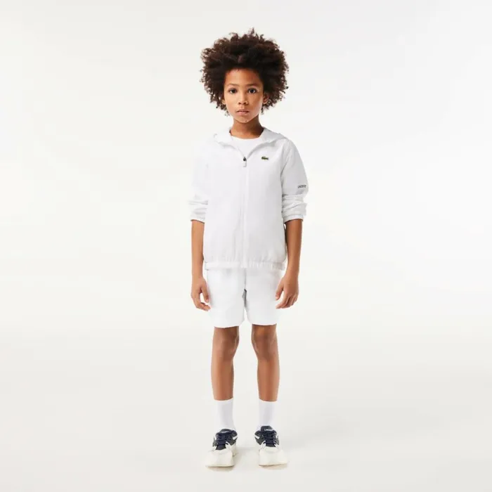 Pants and Shorts Kids Lacoste Kids039 SPORT Diamond Weave Shorts White 001
