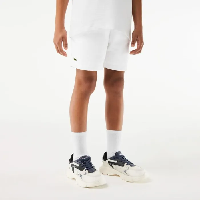 Pants and Shorts Kids Lacoste Kids039 SPORT Diamond Weave Shorts White 001