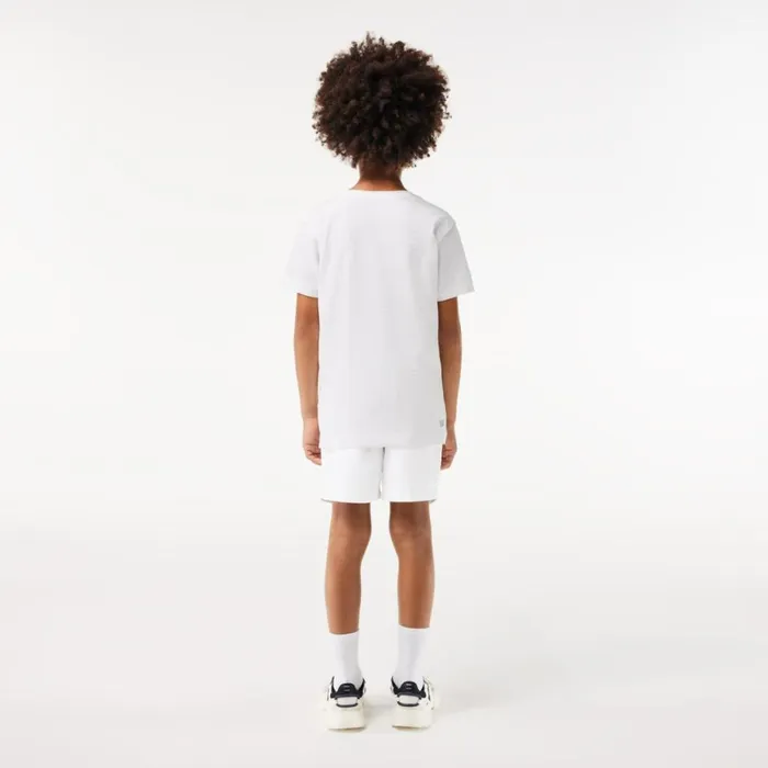 Pants and Shorts Kids Lacoste Kids039 SPORT Diamond Weave Shorts White 001