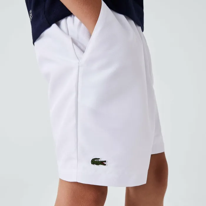 Pants and Shorts Kids Lacoste Kids039 SPORT Diamond Weave Shorts White 001