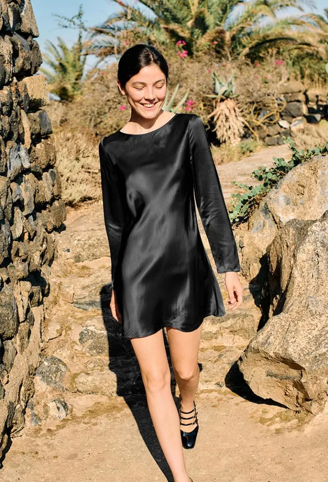 Patrice Black Satin Mini Dress Women Ciao Lucia Evening Dresses