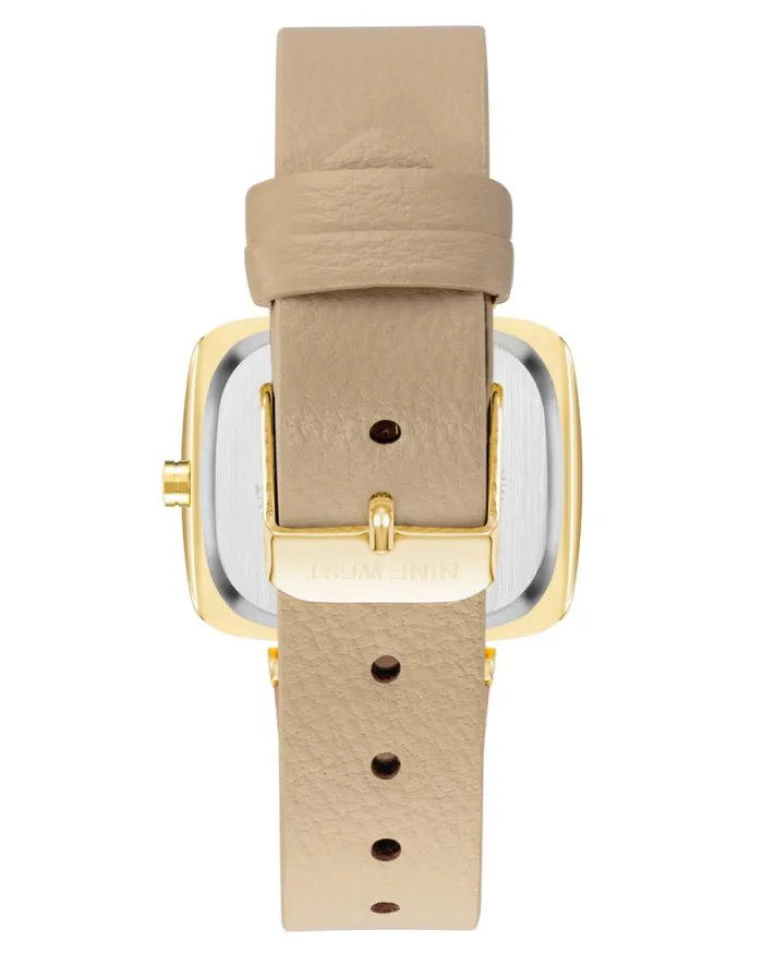 Petite Heritage Rectangular Case Watch Goldcream Women Nine West Straps Petite Heritage Rectangular Case Watch Goldcream Women Nine West Straps