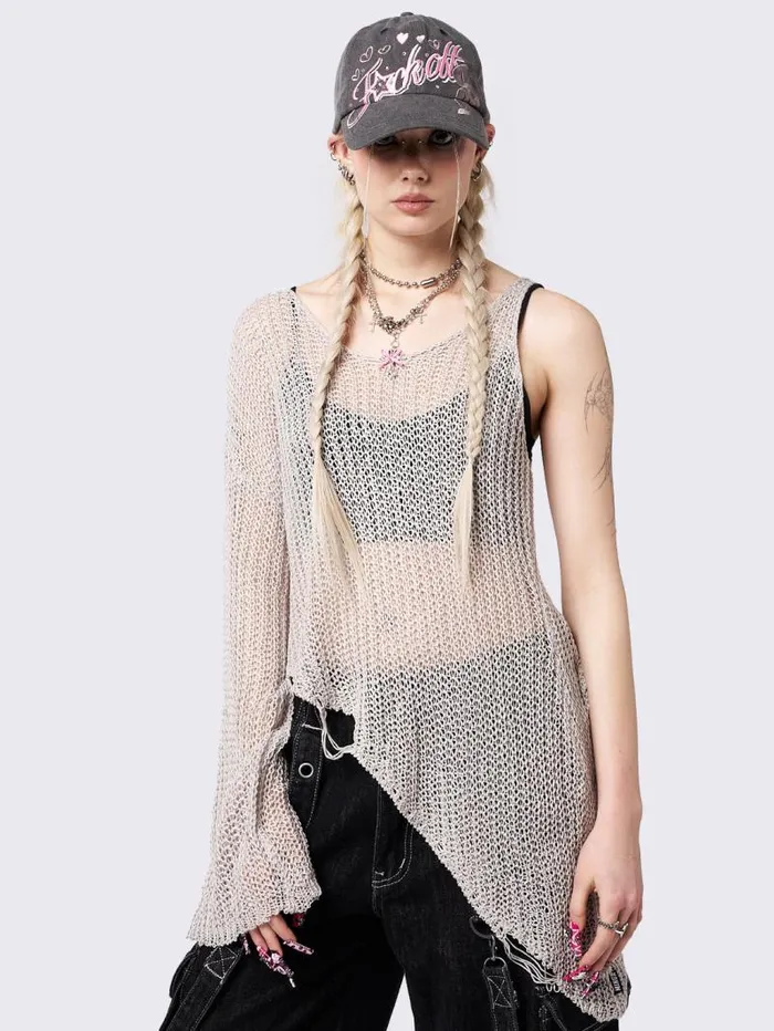 Phoebe Asymmetric One Shoulder Knit Jumper Women Minga London Tops and TShirts