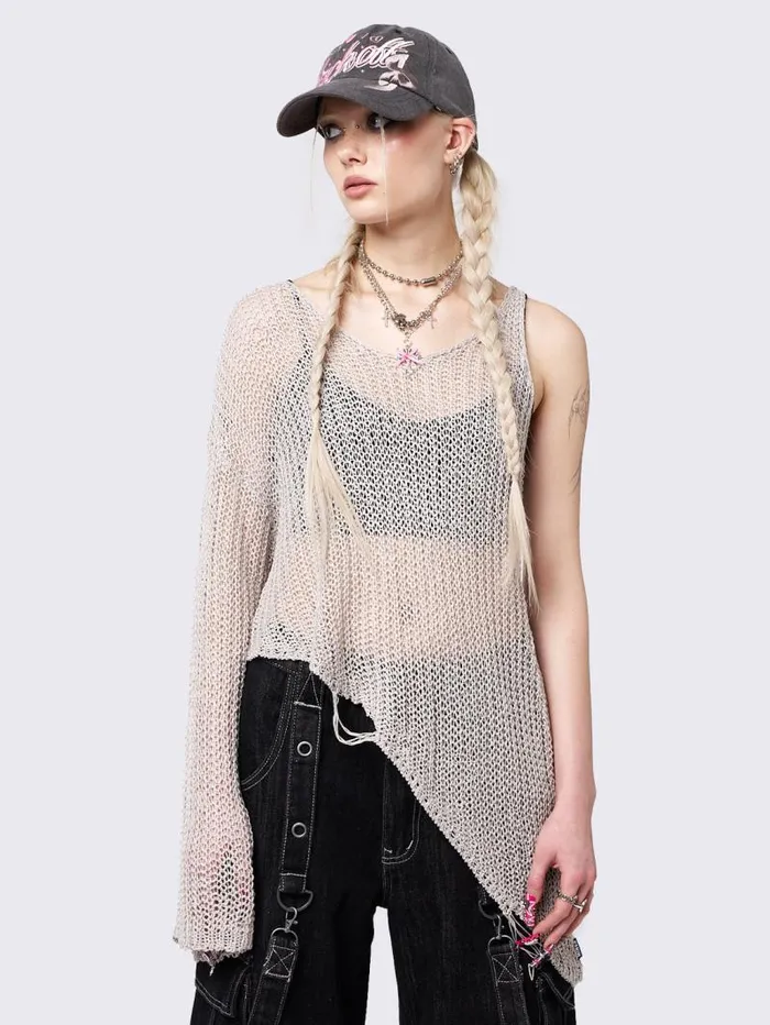 Phoebe Asymmetric One Shoulder Knit Jumper Women Minga London Tops and TShirts Phoebe Asymmetric One Shoulder Knit Jumper Women Minga London Tops and TShirts