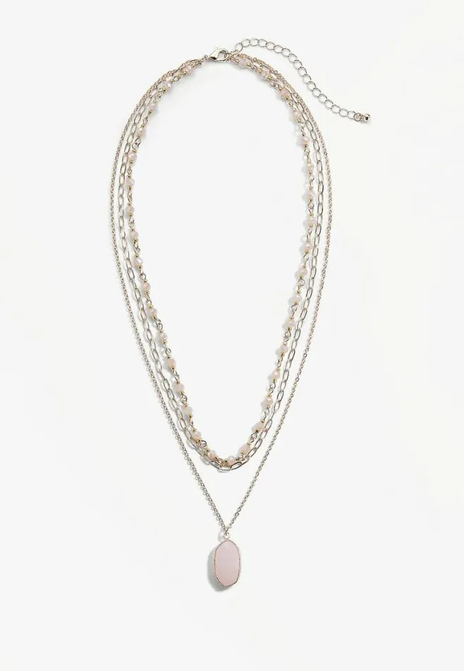 Pink Beaded Layered Drape Necklace Women Maurices Jewelry