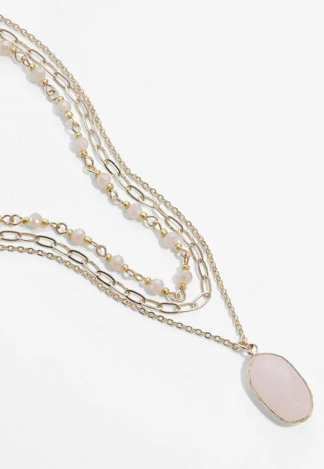 Pink Beaded Layered Drape Necklace Women Maurices Jewelry