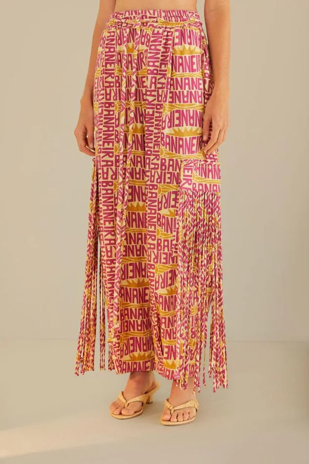Pink Typographic Banana Fringe Pants Women FARM Rio Pants