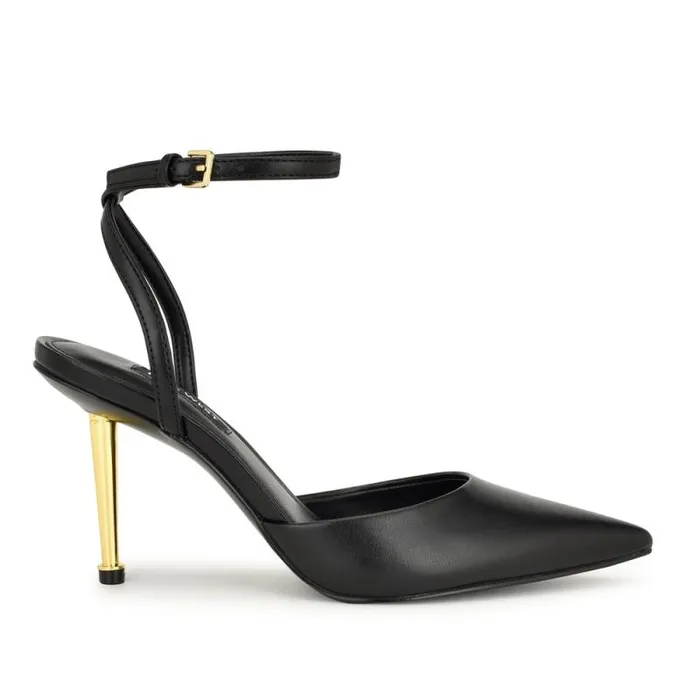Plaza Ankle Strap Pumps Black Women Nine West Heels