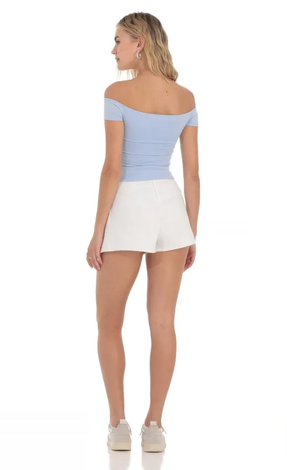 Pleater Flare Shorts White Women LUCY IN THE SKY Shorts Pleater Flare Shorts White Women LUCY IN THE SKY Shorts