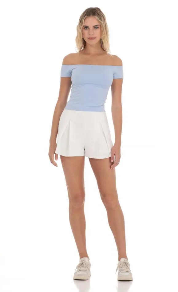 Pleater Flare Shorts White Women LUCY IN THE SKY Shorts Pleater Flare Shorts White Women LUCY IN THE SKY Shorts