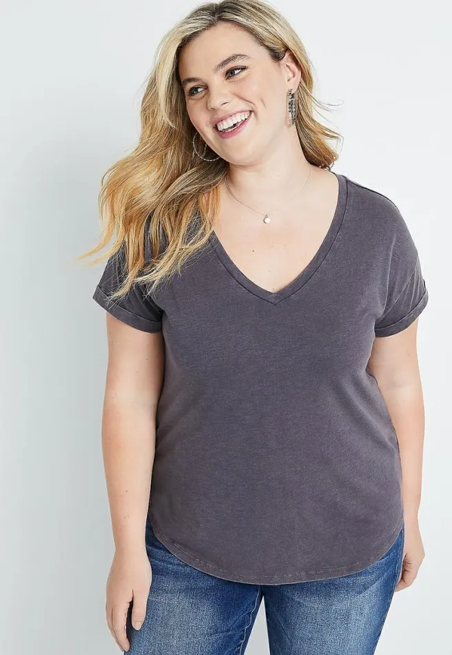 Plus Size 247 Gray Drop Shoulder Tee Women Maurices Plus Tops
