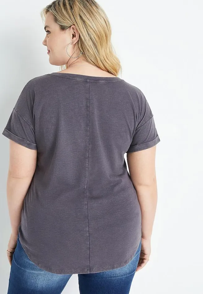 Plus Size 247 Gray Drop Shoulder Tee Women Maurices Plus Tops