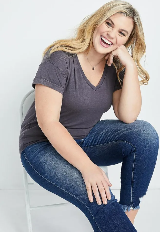 Plus Size 247 Gray Drop Shoulder Tee Women Maurices Plus Tops