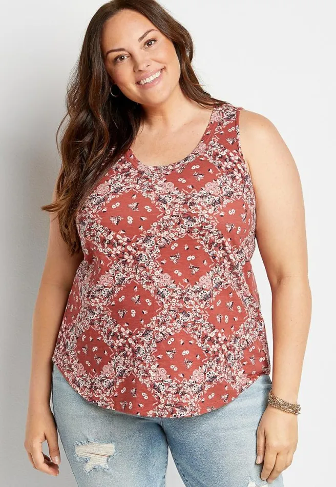 Plus Size 247 Red Bandana Classic Tank Top Women Maurices Plus Tops