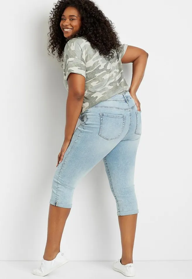 Plus Size Denimflex Light Ripped Cuffed Capri Women Maurices Plus Bottoms