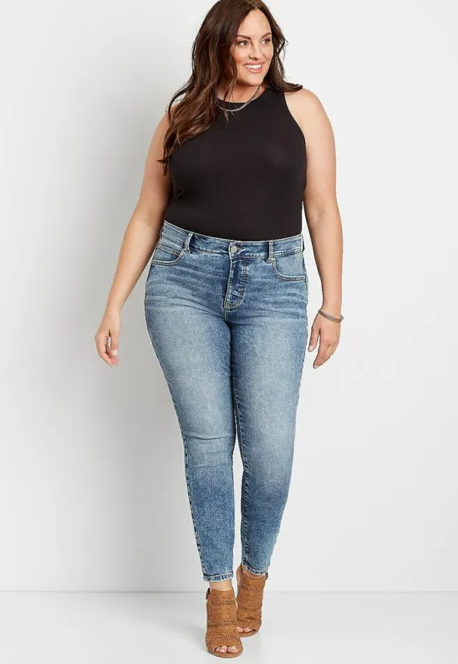 Plus Size Everflex High Rise Light Wash Skinny Jean Women Maurices Plus Jeans