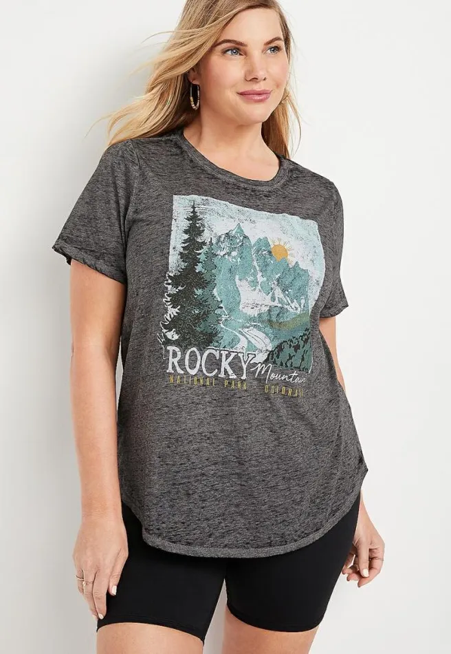Plus Size Gray Rocky Mountain Graphic Tee Women Maurices Plus Tops