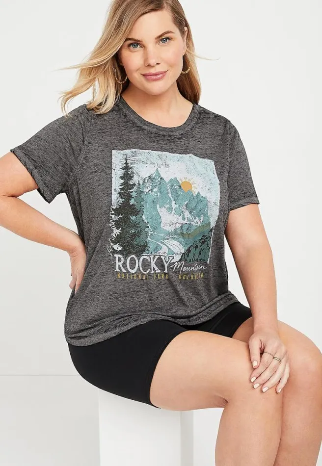 Plus Size Gray Rocky Mountain Graphic Tee Women Maurices Plus Tops