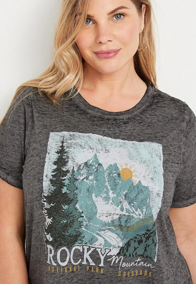 Plus Size Gray Rocky Mountain Graphic Tee Women Maurices Plus Tops