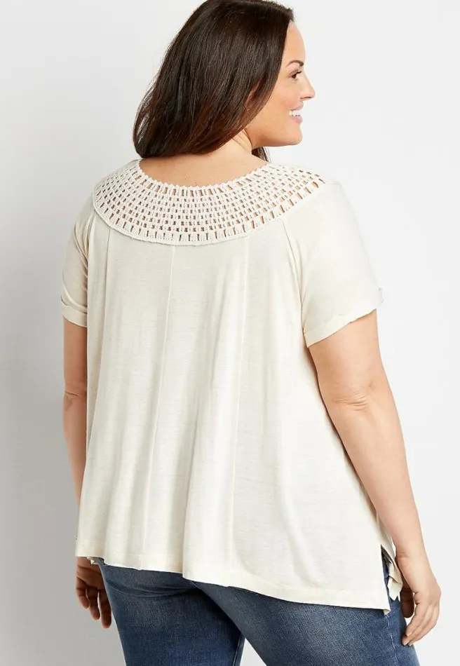 Plus Size Macrame Neck Top Women Maurices Plus Tops