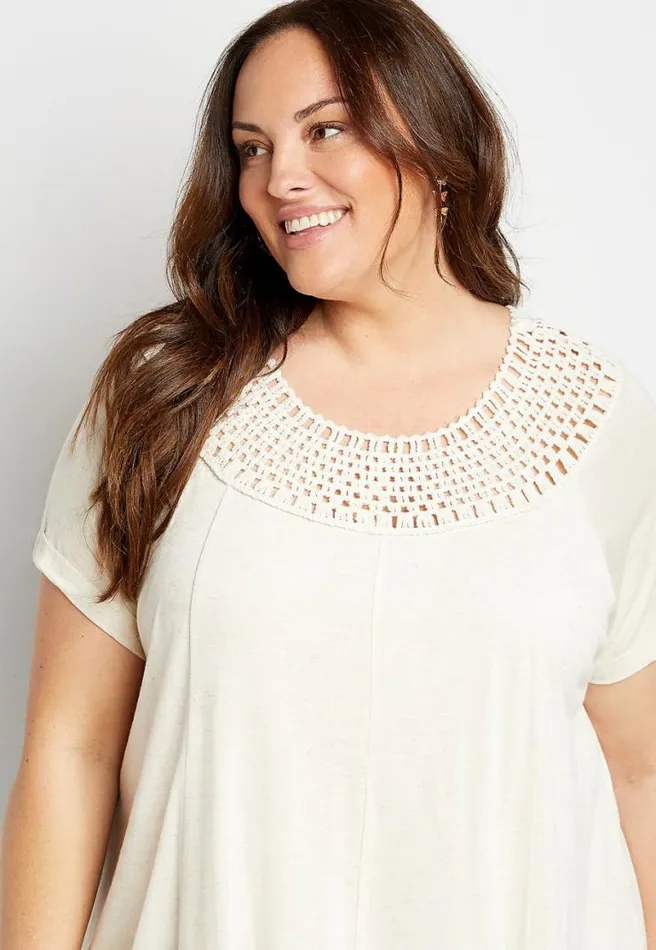 Plus Size Macrame Neck Top Women Maurices Plus Tops