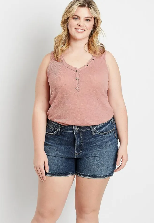 Plus Size Silver Jeans Co Suki Dark Double Button 6In Short Women Maurices Plus Bottoms