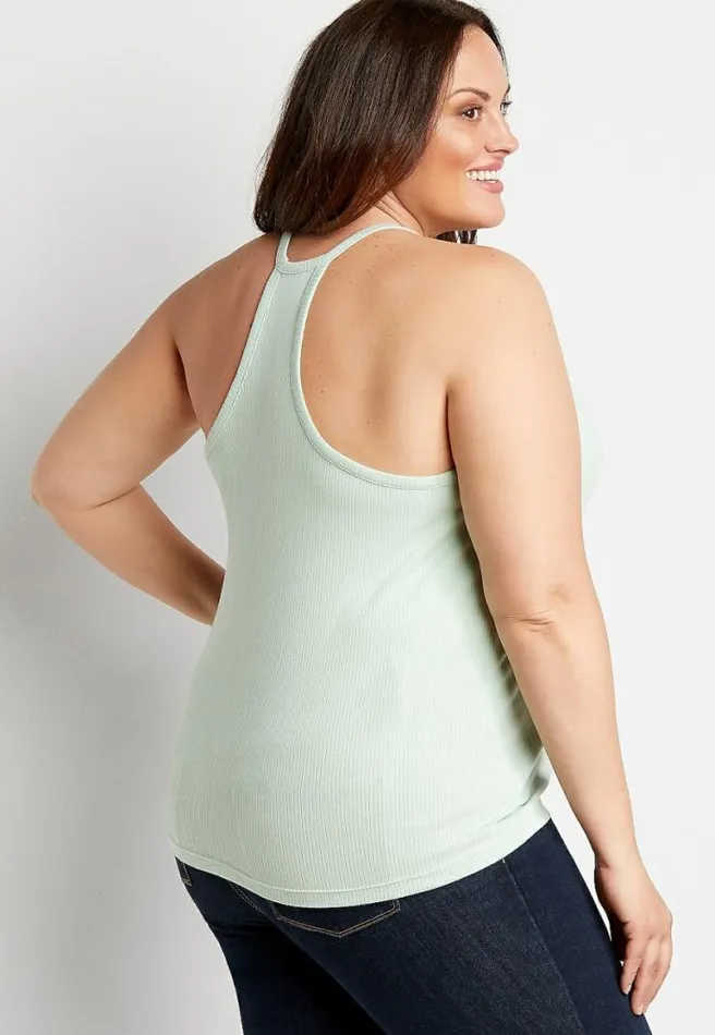 Plus Size Solid Ribbed Racerback Tank Top Women Maurices Plus Tops