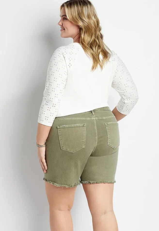 Plus Size Vigoss Classic Fray Hem Bermuda Short Women Maurices Plus Bottoms